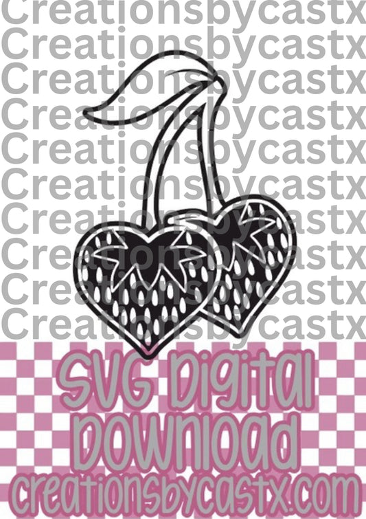 Strawberry Heart Cherries SVG