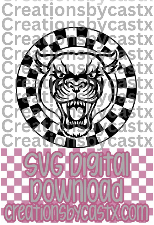 Panthers Checkered Circle SVG