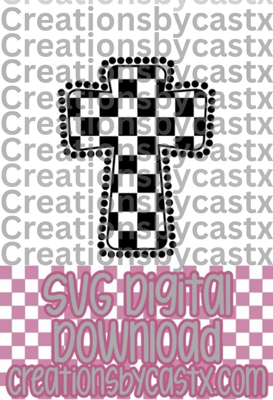 Checkered Jewelry Cross SVG