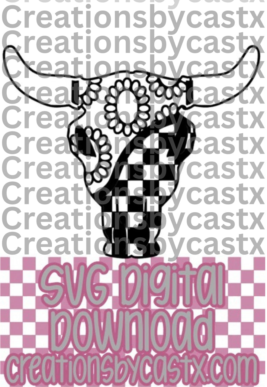 Concho Checkered Bull SVG