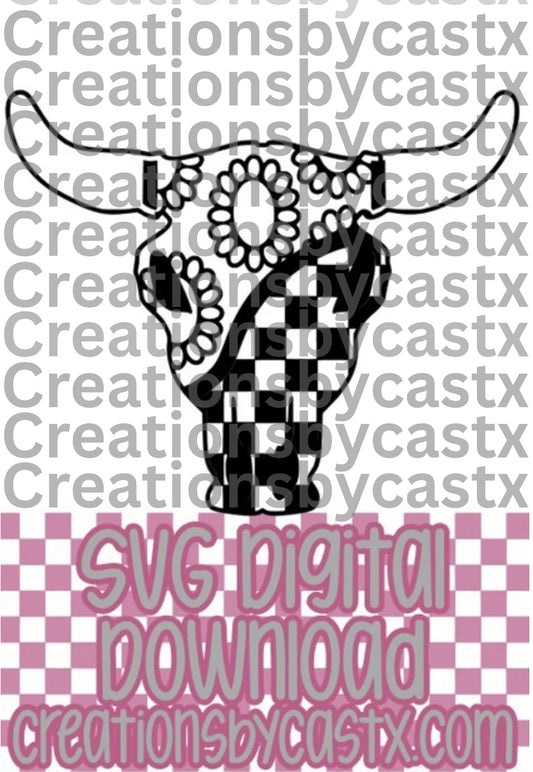 Concho Checkered Bull SVG