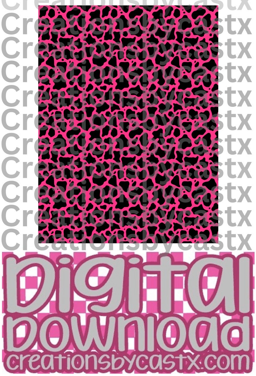 Pink Black Cow Print Digital Download