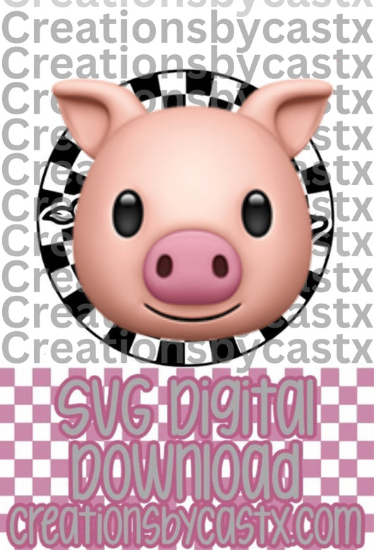 Woo Pig Checkered Circle SVG