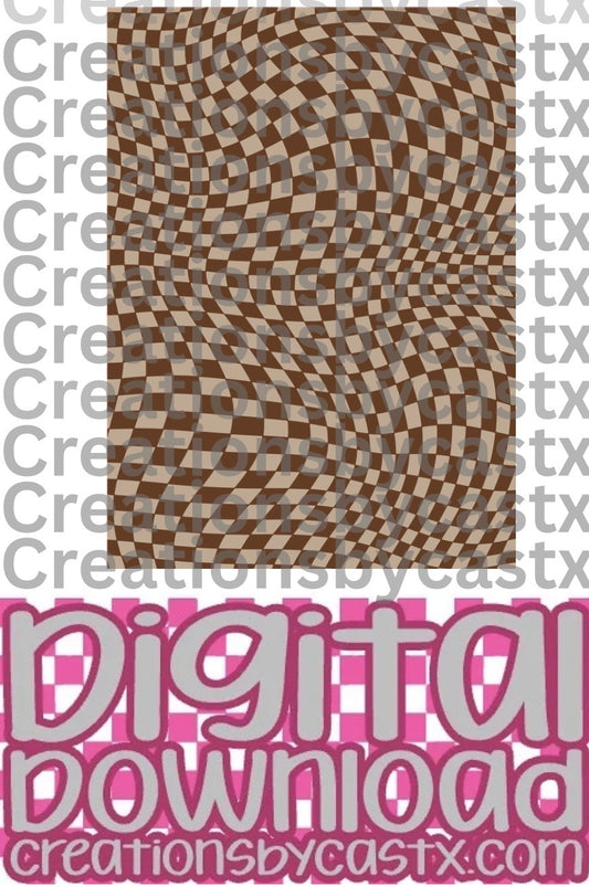 Brown Tan Wavy Checkered Digital Download