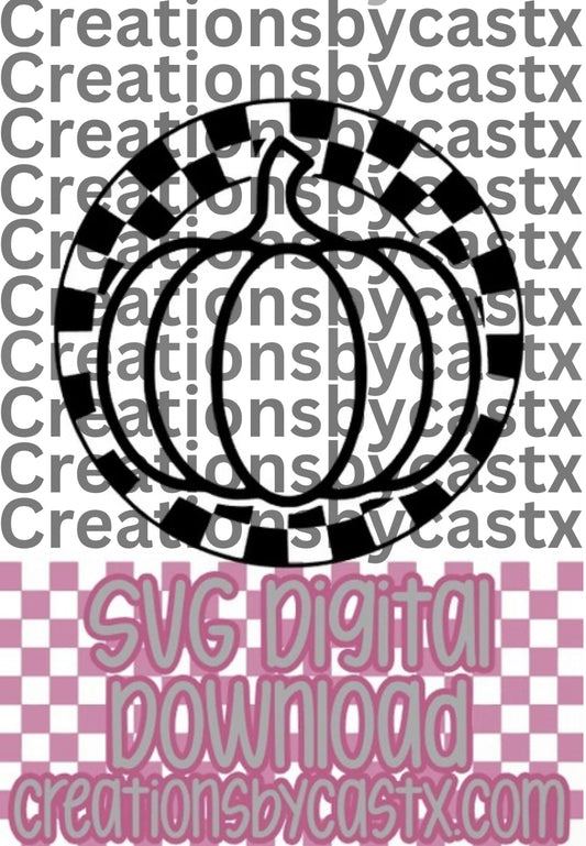 Pumpkin Checkered Circle SVG