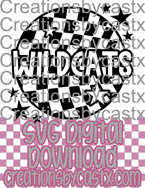 Wildcats Checkered Round SVG