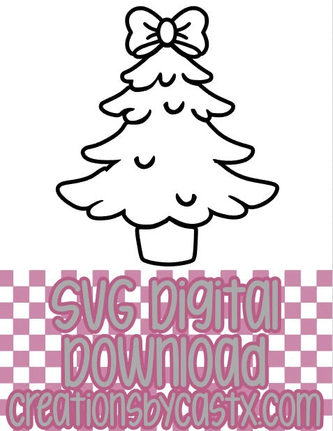 Christmas Tree w Bow SVG