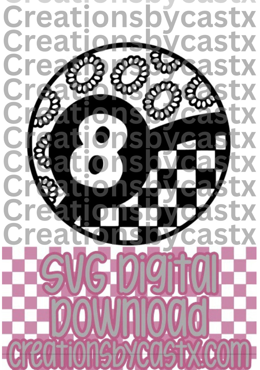 Concho Checkered 8 Ball SVG