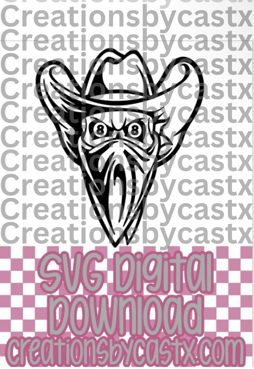 Cowboy Skull 8 Ball Eyes SVG