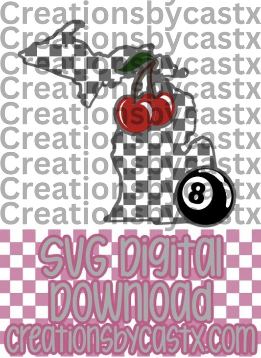 Michigan 8 Ball Cherry SVG