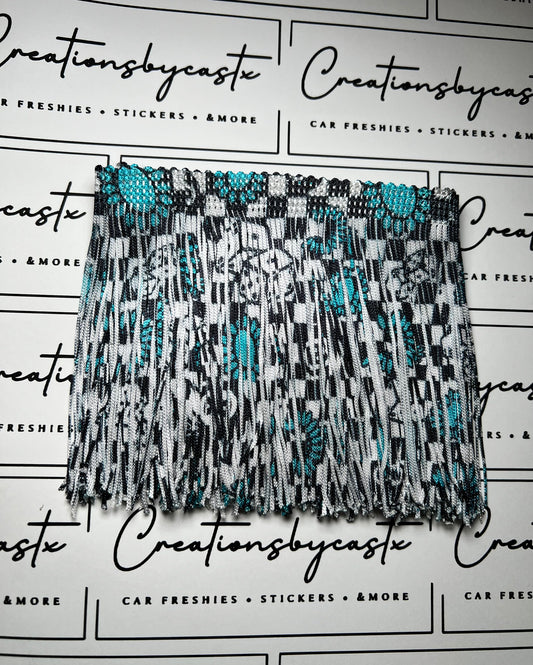 CBC Black Checkered Concho Dice Fringe