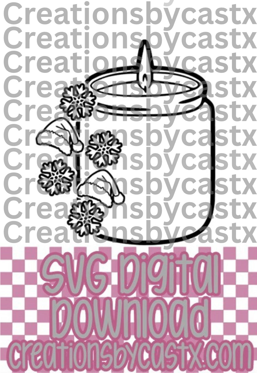 Snowflake Santa hat Candle SVG