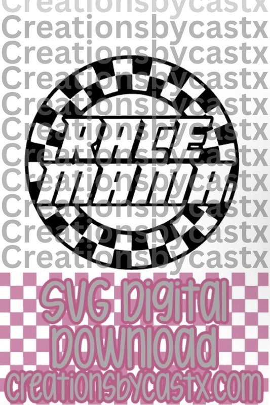 Race Mama Checkered Circle SVG