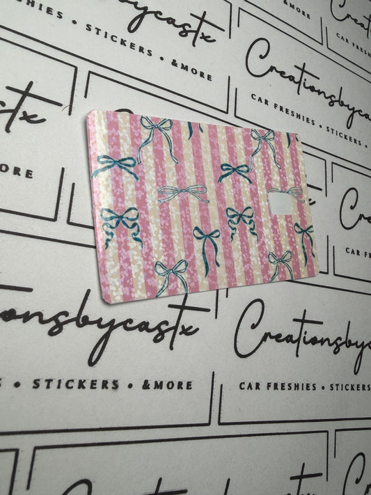 Bow Pink Stripe Card Skin