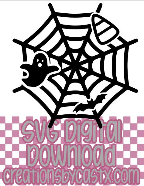Spiderweb w Bat Candy Corn Ghost SVG
