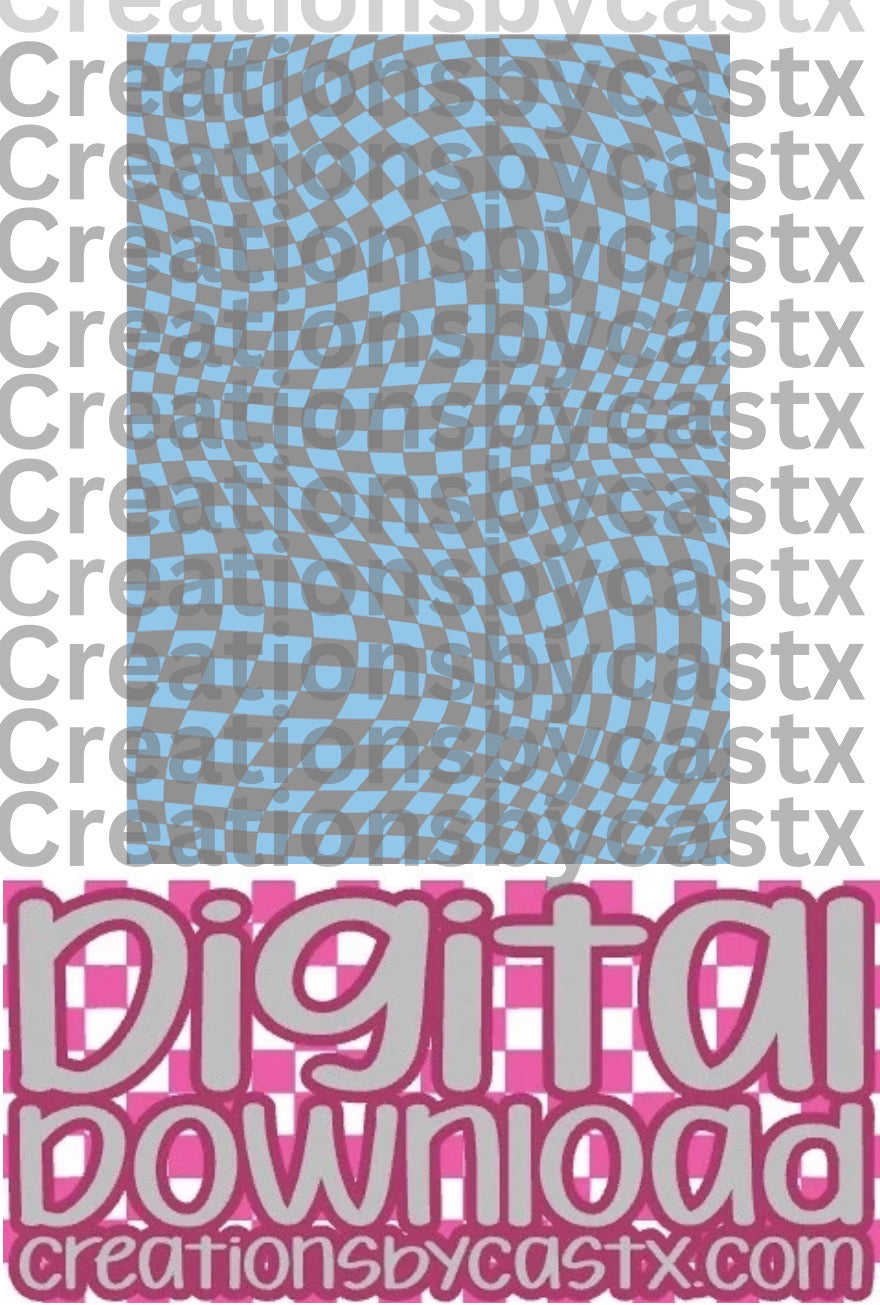 Grey Baby Blue Wavy Checkered Digital Download