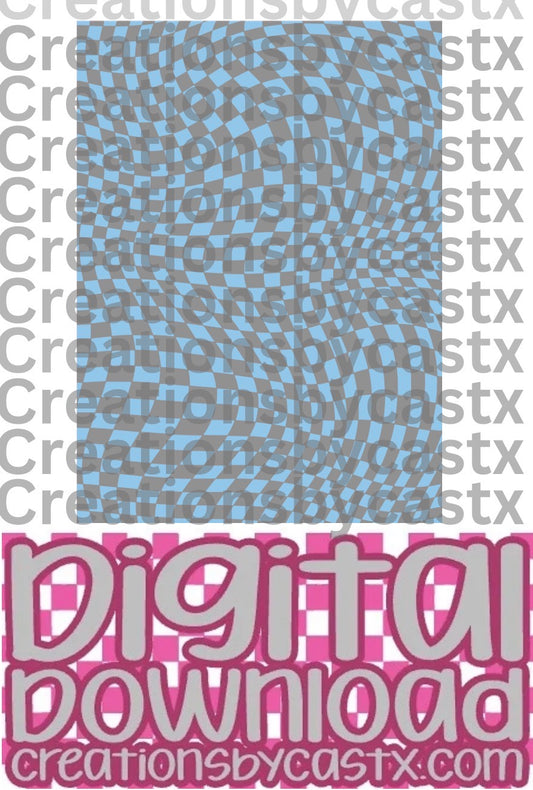 Grey Baby Blue Wavy Checkered Digital Download
