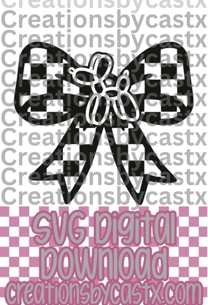 Balloon Dog Checkered Bow SVG