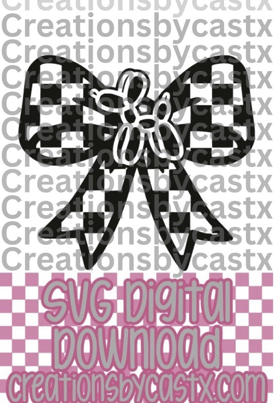 Balloon Dog Checkered Bow SVG