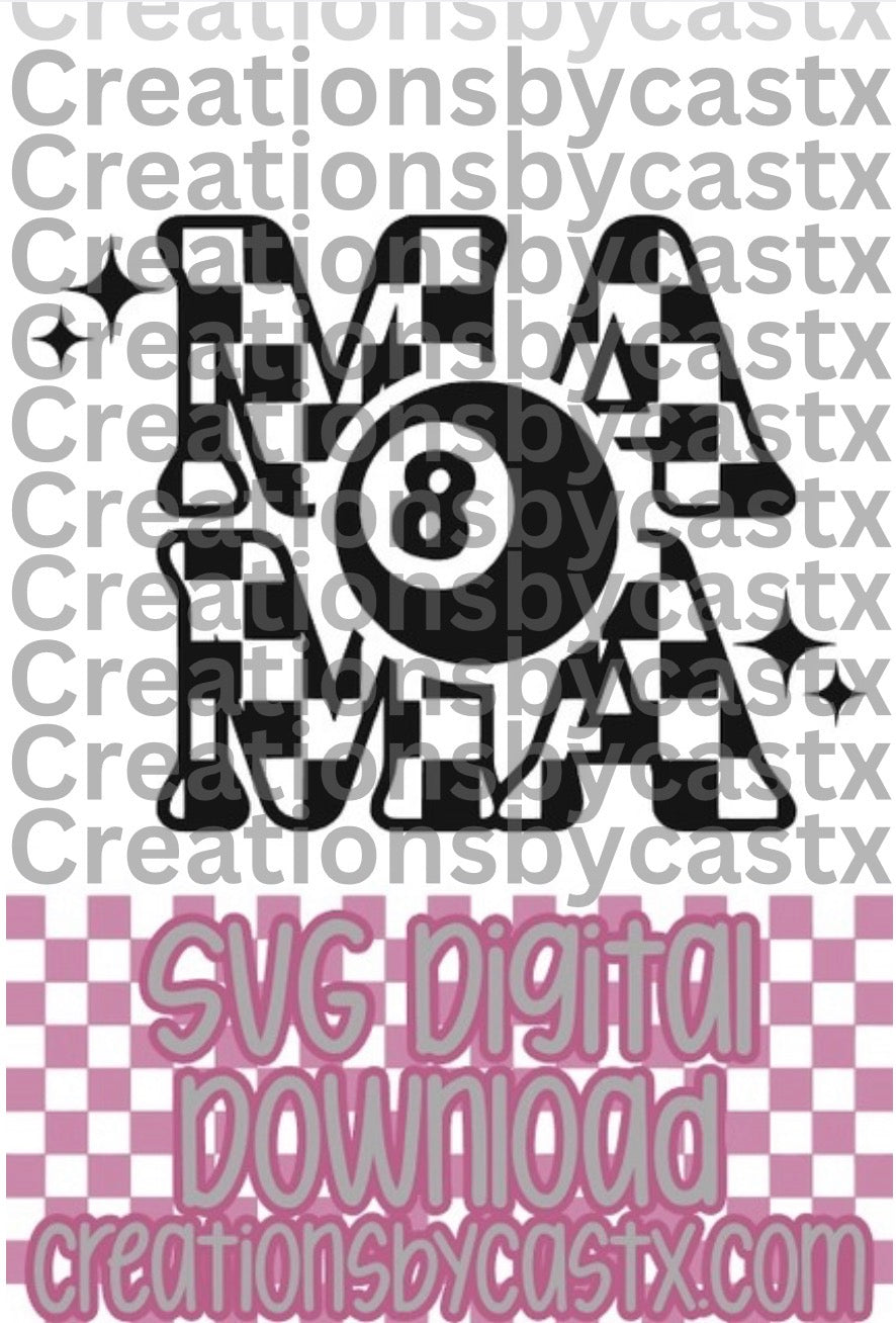 Mama Checkered 8 Ball SVG