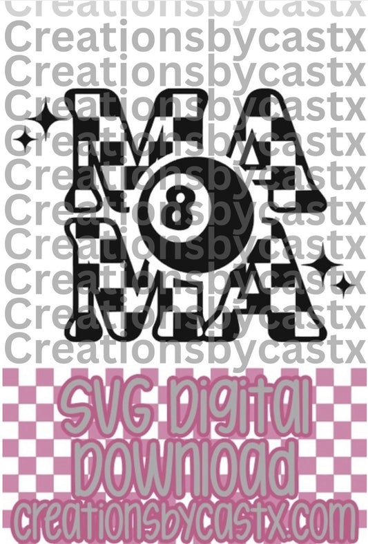 Mama Checkered 8 Ball SVG