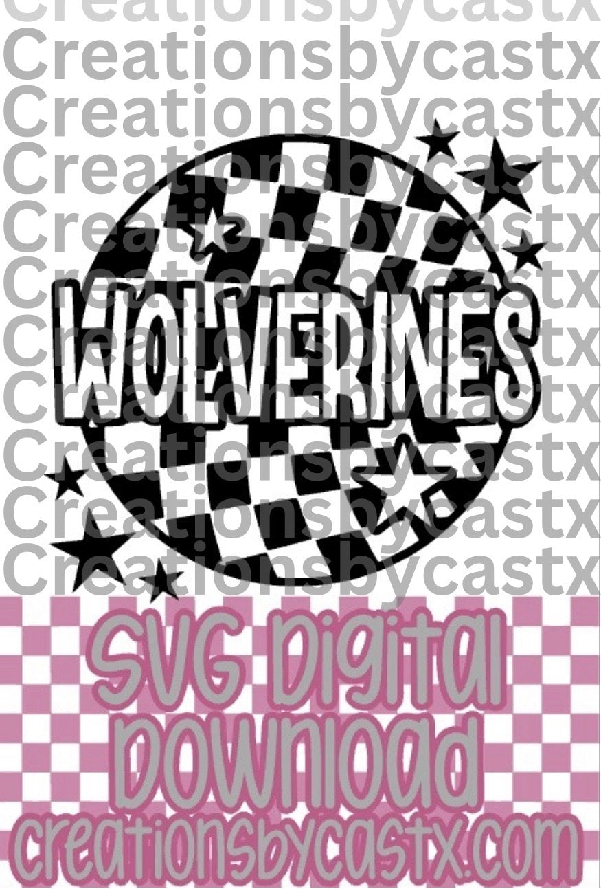 Wolverines Checkered Round SVG