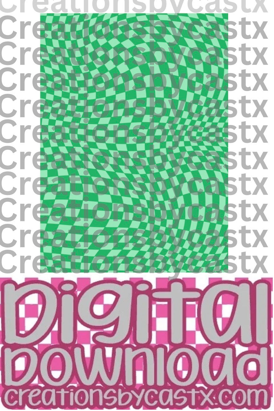 Green Green Wavy Checkered Digital Download