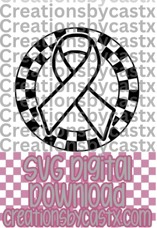 Awareness Ribbon Checkered Circle SVG
