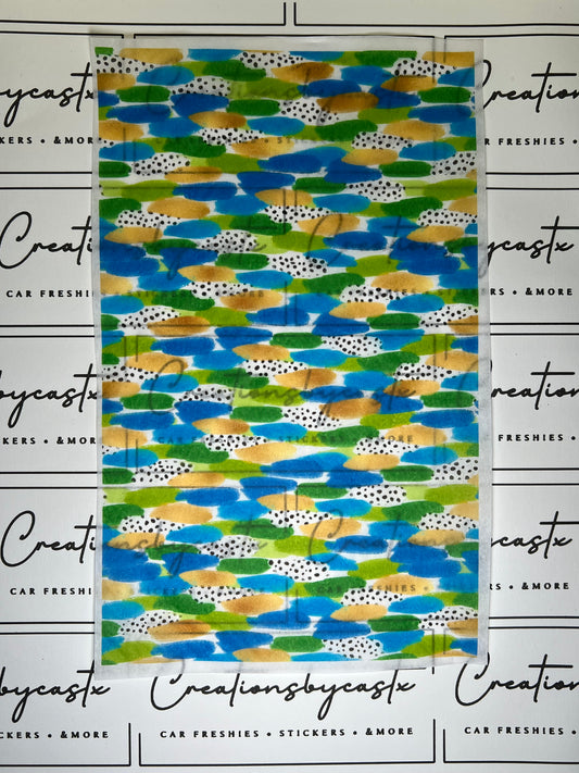 Blue Green & Gold Brushstroke Tissue Paper