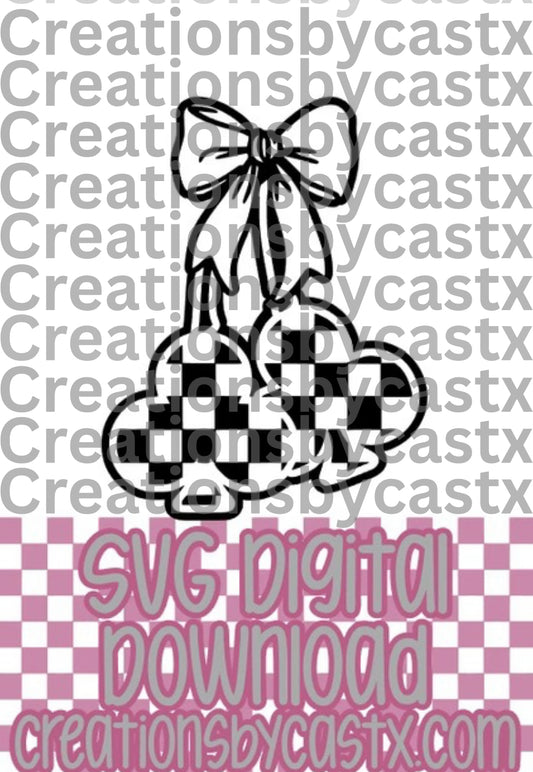 Checkered Club Cherries w Bow SVG