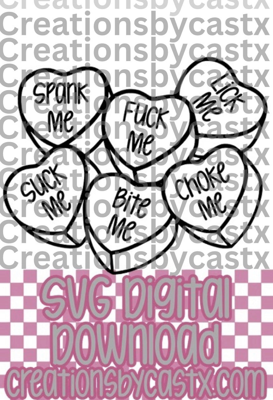 Naughty Conversation Hearts SVG