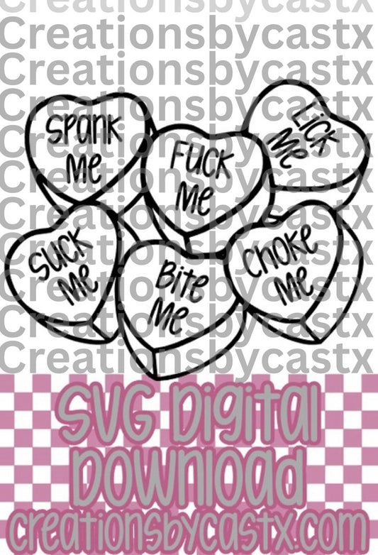 Naughty Conversation Hearts SVG