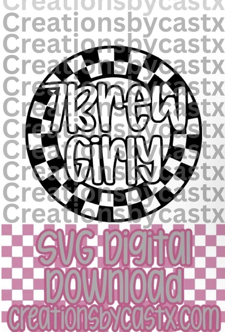 7B Girly Checkered Circle SVG
