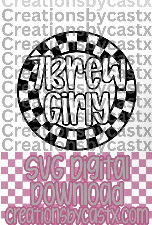 7B Girly Checkered Circle SVG