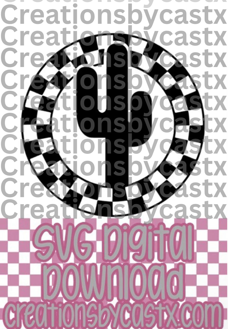 Cacti Checkered Circle SVG