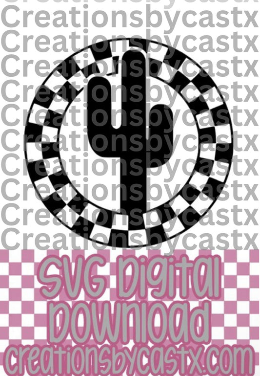 Cacti Checkered Circle SVG