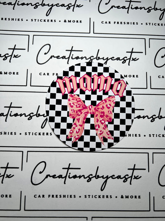 Mama w/Leopard Bow Round Cardstock Individual