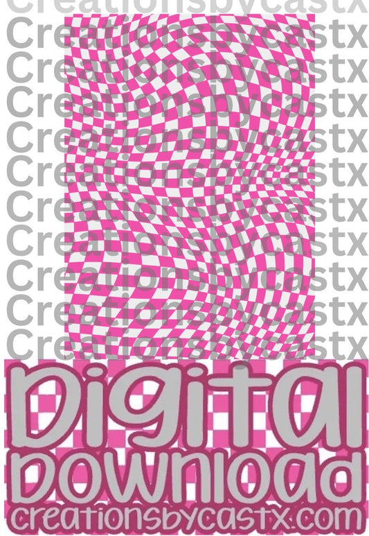 White Pink Wavy Checkered Digital Download