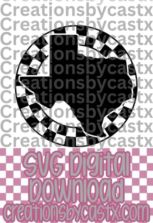 Texas Checkered Circle SVG