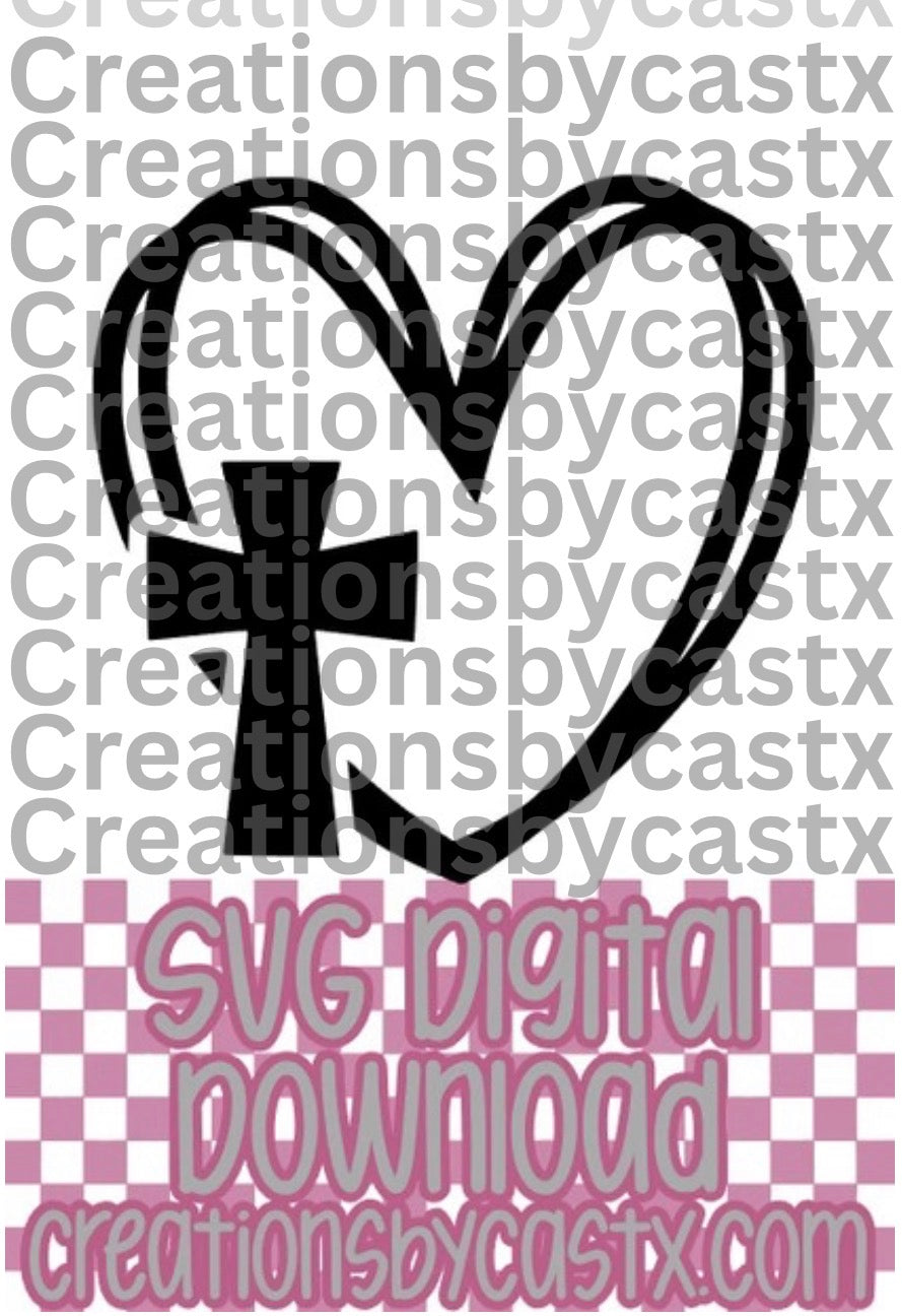 Heart w/Small Cross SVG