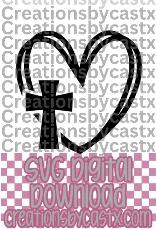 Heart w/Small Cross SVG