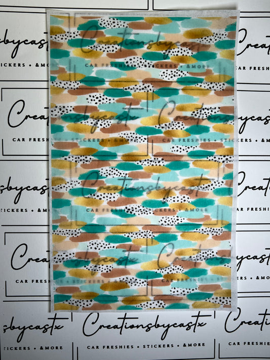 Teal Aqua & Tan Brushstroke Tissue Paper
