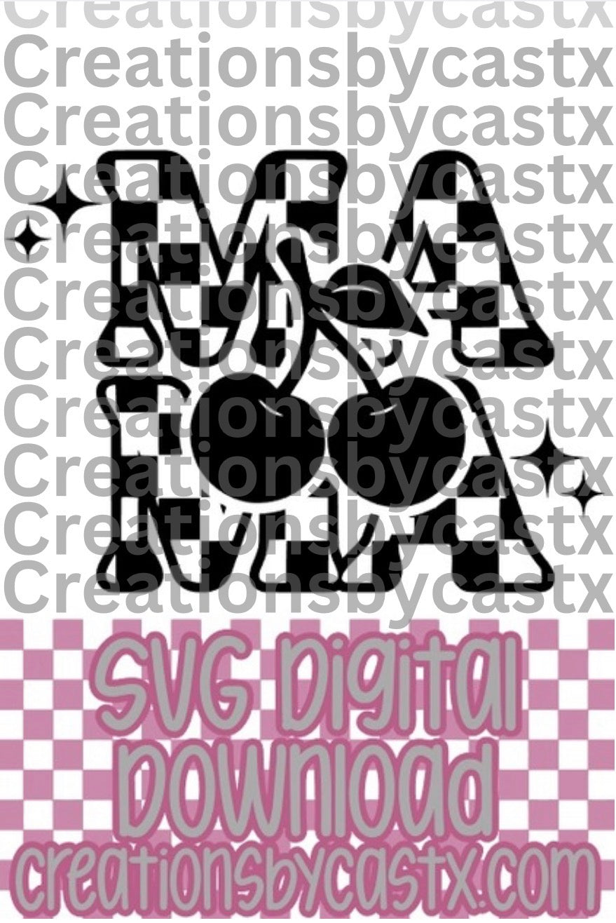 Mama Checkered Cherries SVG