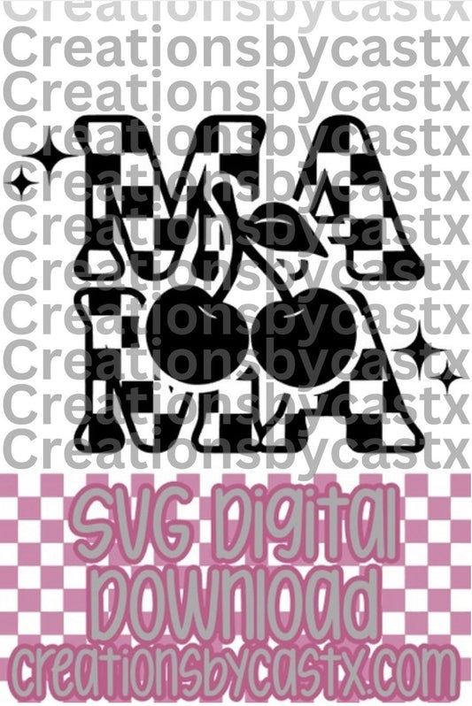 Mama Checkered Cherries SVG