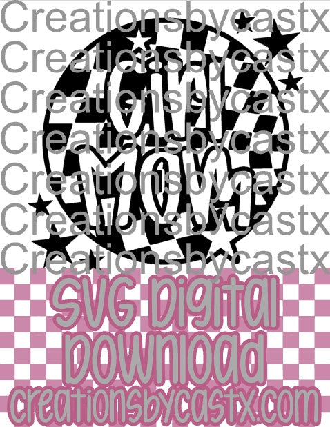 Girl Mom Checkered Round SVG