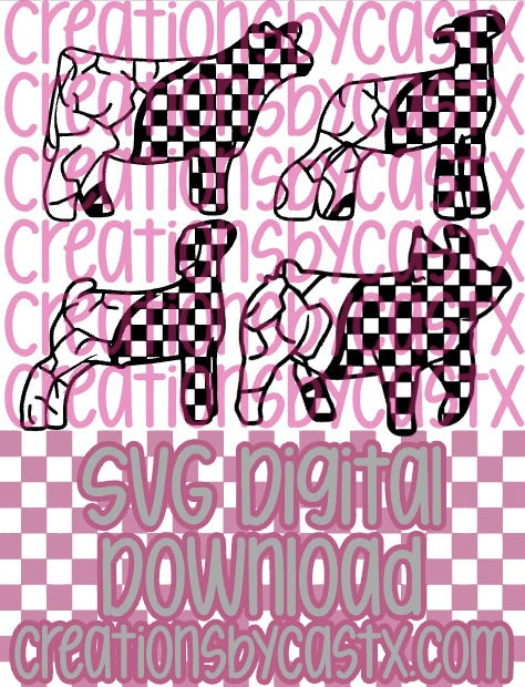 Turq Check Show Animal Bundle SVG