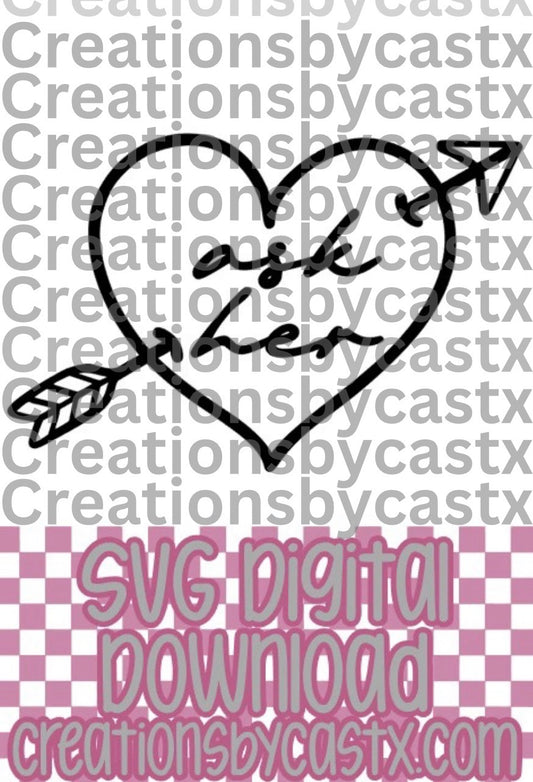 Ask Her Heart Arrow SVG