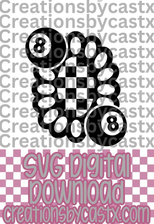 Checkered Concho w 8 Balls SVG