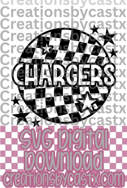 Chargers Checkered Round SVG