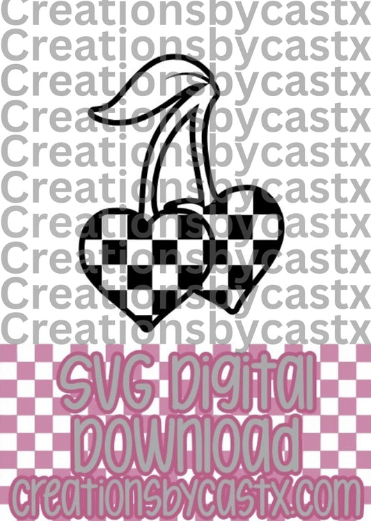 Checkered Heart Cherries SVG